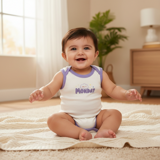 Baby Sleeveless Bodysuit - Soft Cotton Pack of 7 for Newborns & Infants 0-24 Months