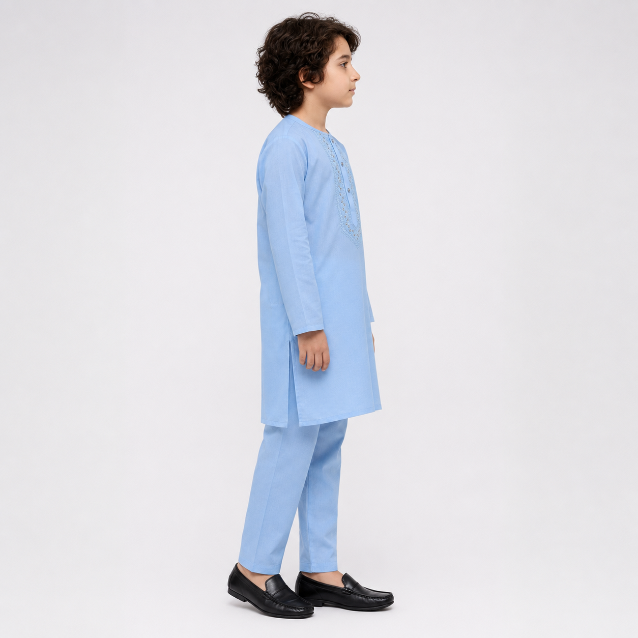Baby Boys Sky Blue Kurta Shalwar – Soft Cotton 2-Piece Set