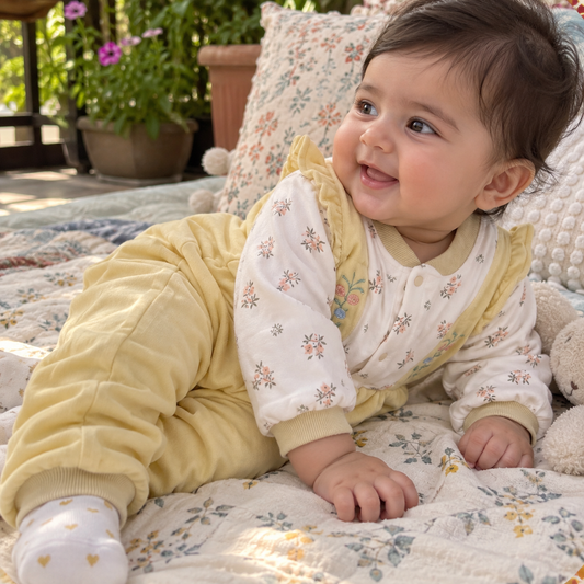Baby Yellow Floral Ruffle Romper
