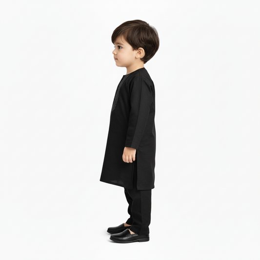 Baby Premium Black Kurta Shalwar - Traditional Outfit 3-12M