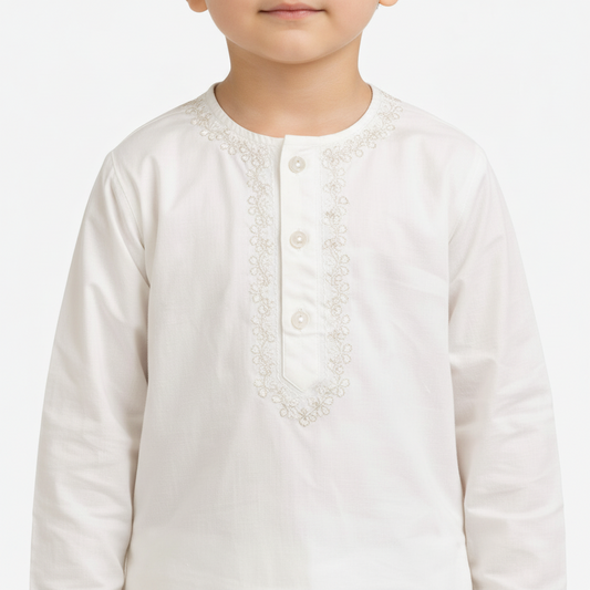 Baby Premium White Kurta Shalwar - Traditional Outfit 3-12M