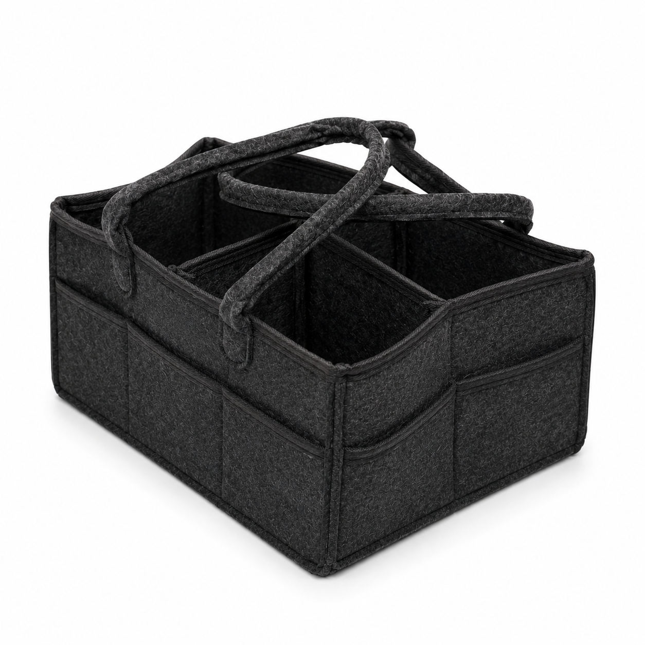 Felt Baby Diaper Caddy Organizer – Nursery Storage with Carry Handles | Beige, Gray & Black