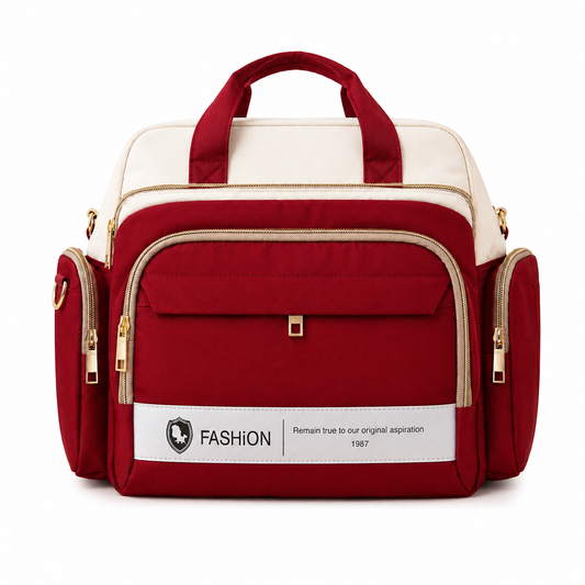 Baby Diaper Bag Handbag Style - Warm Tones Mummy Bag in Peach & Beige