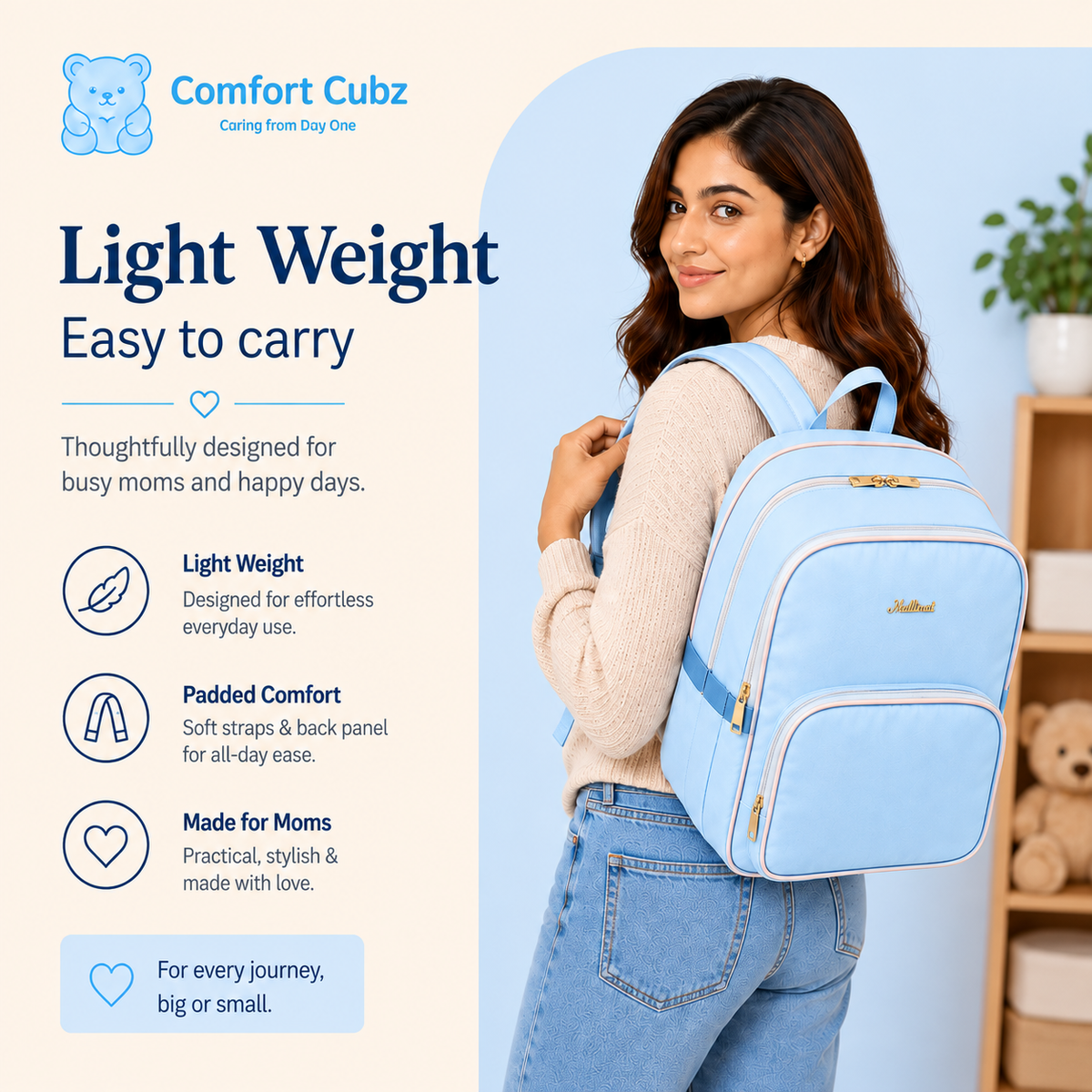 20-Pocket Baby Diaper Backpack – Lightweight Mum Bag with Stroller Straps | Mallimat