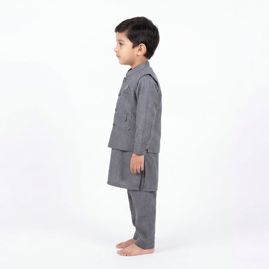 Boys 3-Piece Waistcoat Kurta Shalwar - Premium Traditional Outfit 18M-4Y