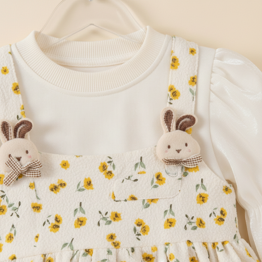 Baby Girl Yellow Floral Frock - Cheerful Party Dress 12M-3Y