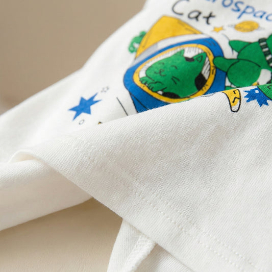 Boys 2-Piece Outfit - Shirt & Trouser Aerospace Cat Design 18M-4Y