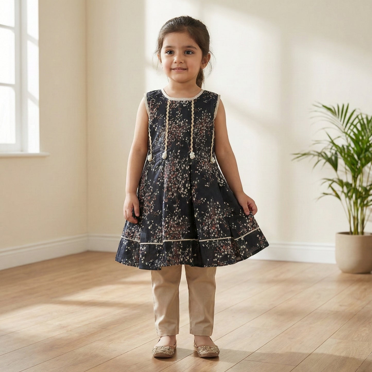 Baby Girl Black Elegant Kameez Shalwar - Premium Party Dress 12M-4Y