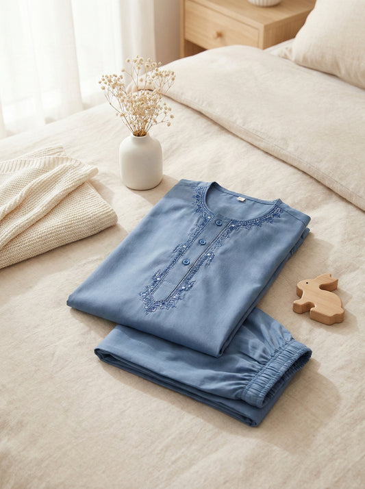 Baby Boy Blue Kurta Shalwar - Traditional Outfit 3-6M