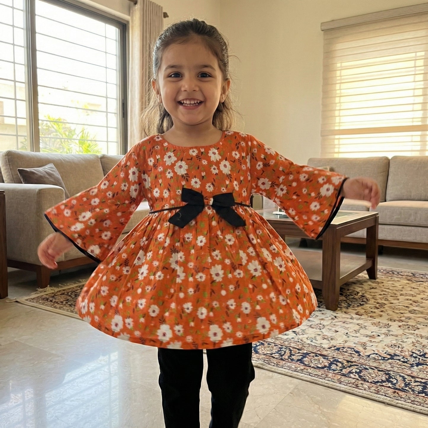 Baby Girl Sophisticated Floral Frock - Complete Party Dress Set 12M-3Y