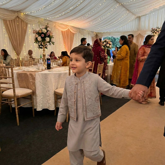 Boys 3-Piece Waistcoat Kurta Shalwar - Premium Traditional Outfit 1-2Y