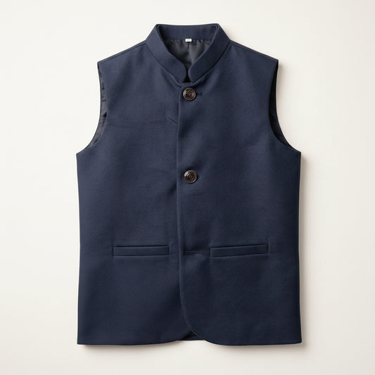 Boys Navy Blue Waistcoat - Classic Formal Wear 1-4Y