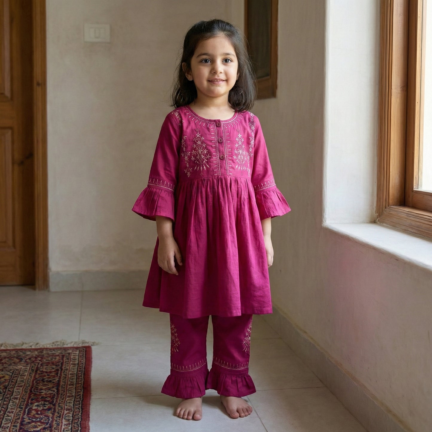 Baby Girl Premium Embroidered Frock - Elegant Party Dress 12M-3Y