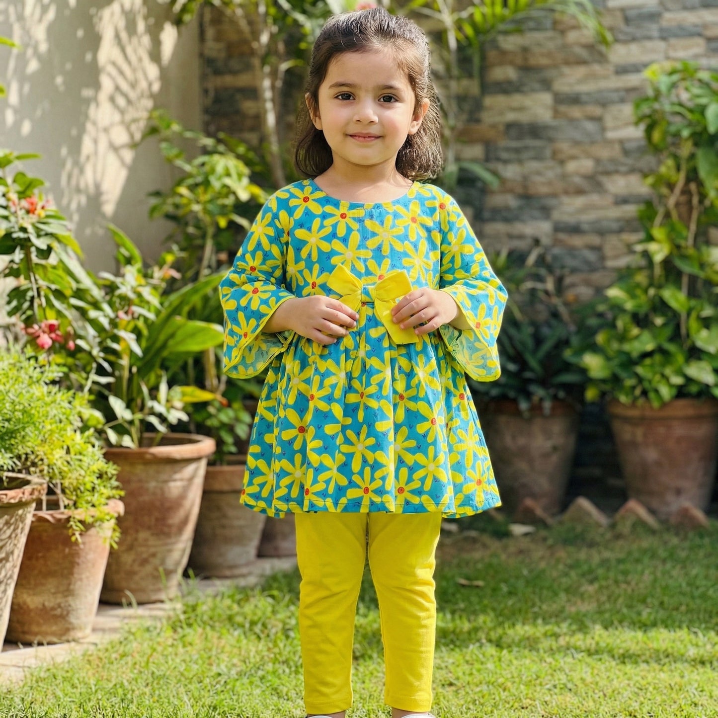 Baby Girl Green Floral Frock - Beautiful Party Dress 12M-3Y