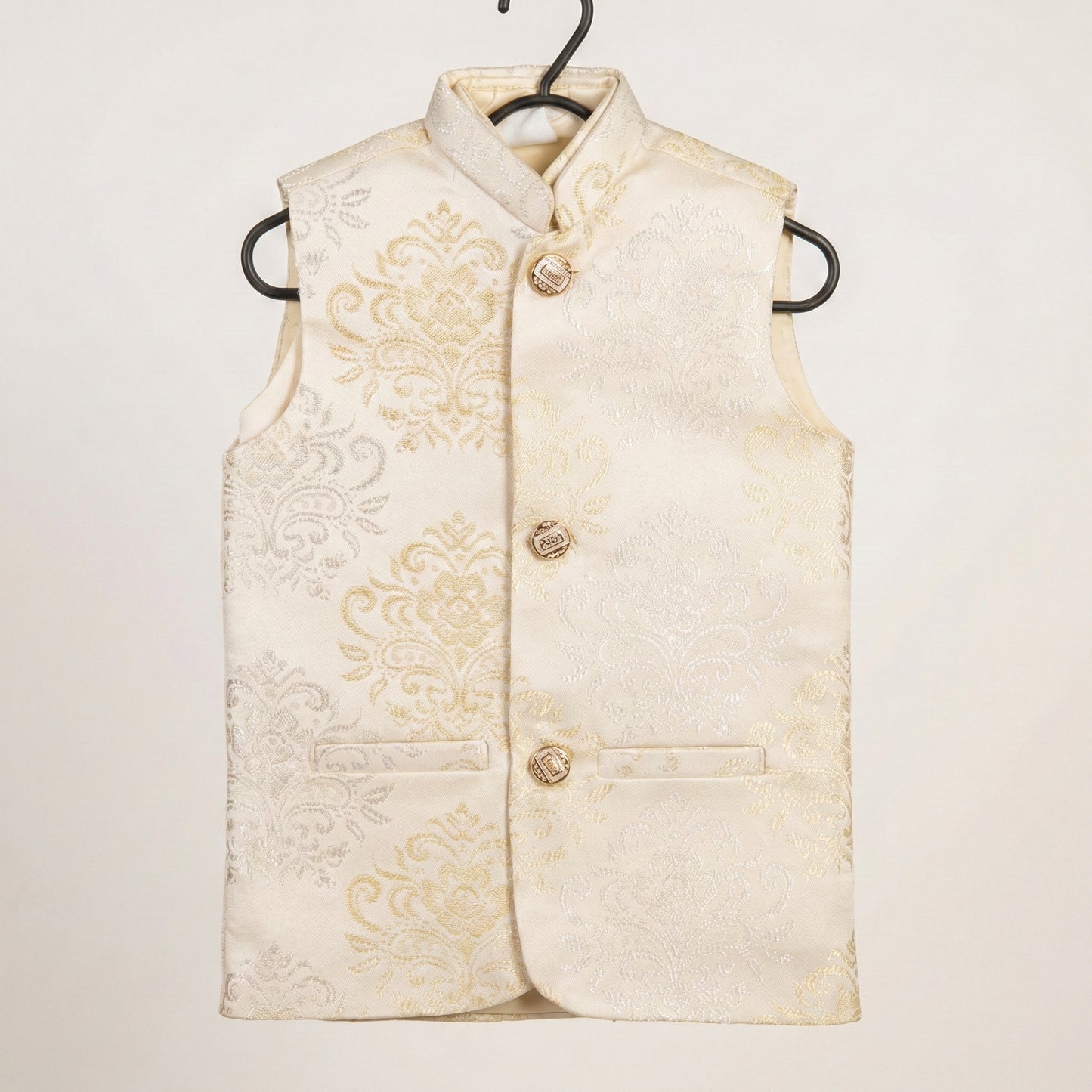 Boy Premium Golden Waistcoat - Elegant Formal Wear 1-4Y