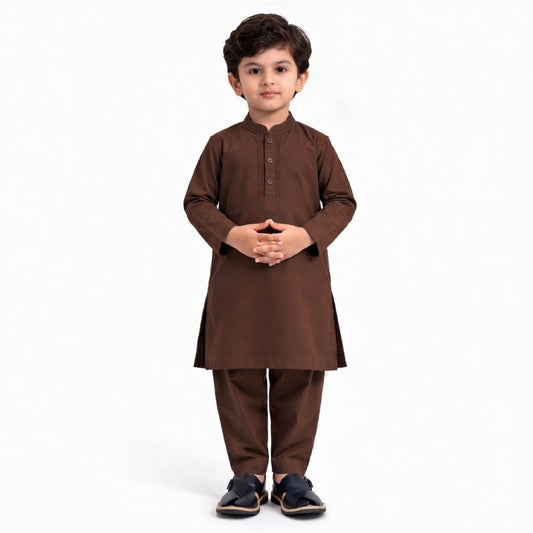 Eid Bundle - Brown Kurta Shalwar with Peshawari Chappal