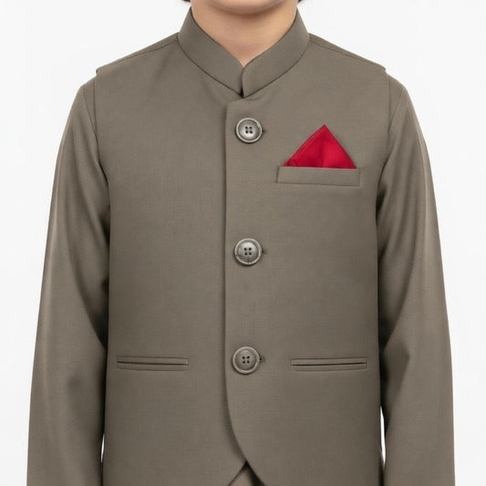 Boys Kurta Shalwar with Plain Waistcoat - Traditional Outfit 4-7Y