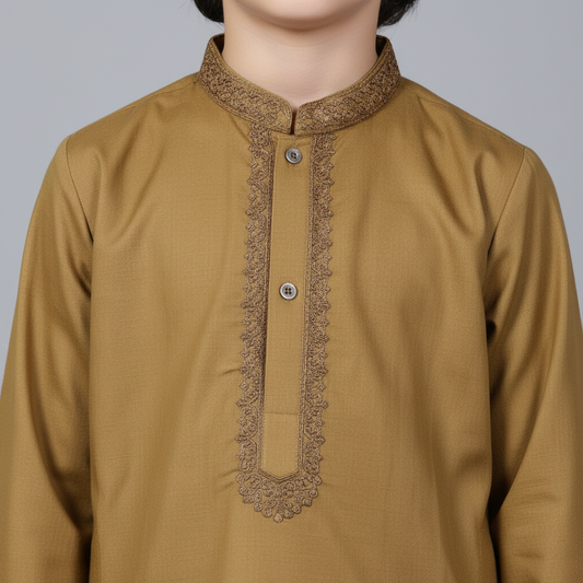 Eid Complete Bundle - Mustard Kurta with Peshawari Chappal