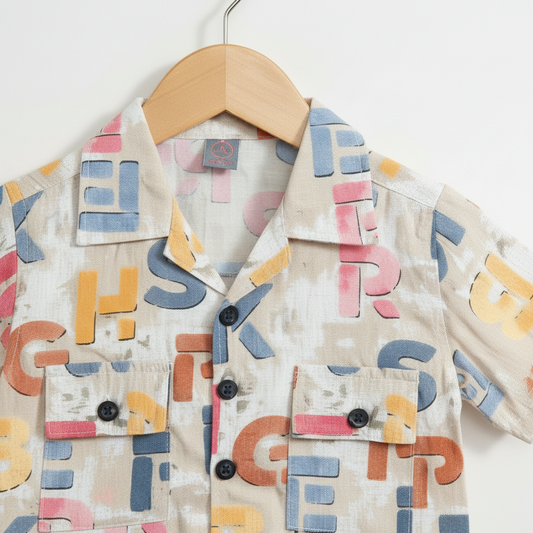 Toddler Boy 2-Piece Outfit - Printed Shirt & Shorts Set 1-3Y