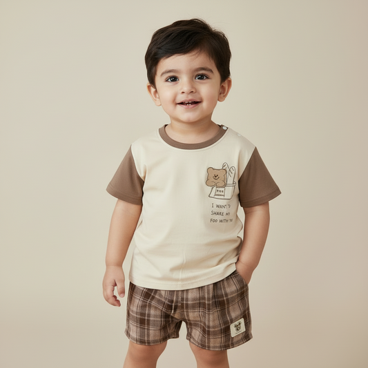 Baby Boys Panda 2-Piece Set - Cute Panda Printed Shirt & Shorts for Infant Boys 9-24 Months