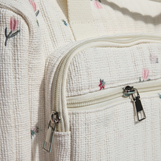 Premium Baby Diaper Bag - Large Capacity Structured Mummy Bag in Pink & Brown