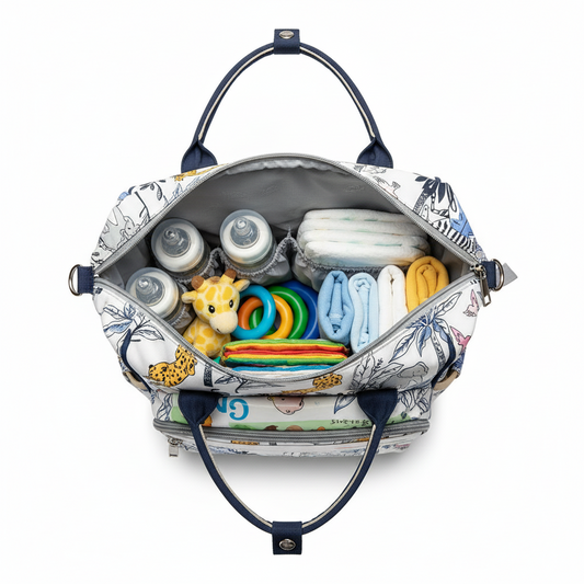 Baby Diaper Bag - Stylish Floral Pattern Large Capacity Mummy Bag for New Mums