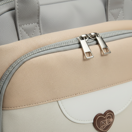 Baby Diaper Bag Handbag Style - Warm Tones Mummy Bag in Peach & Beige