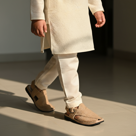 Chocolate fur Peshawari chappal for kids