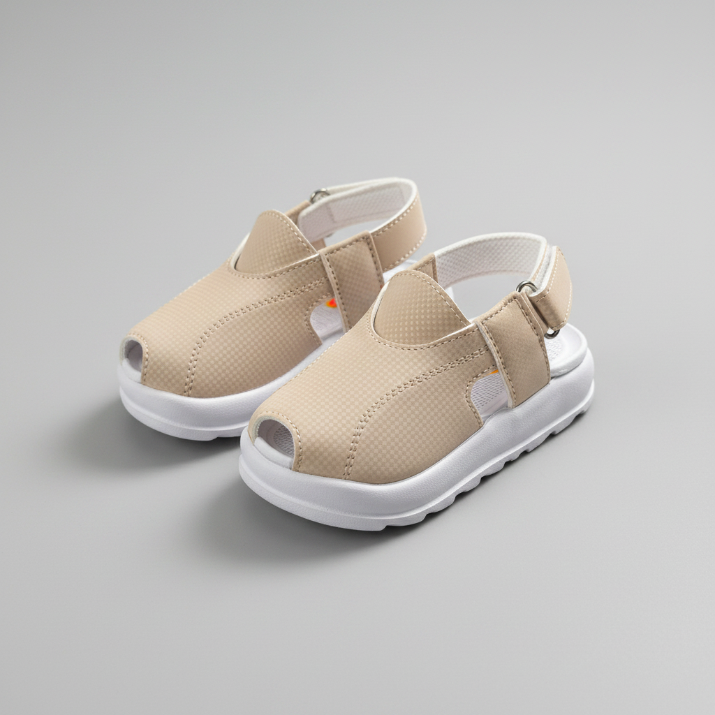 Newborn Cream Peshawari Sandal – Handmade Traditional Baby Shoes | Cream