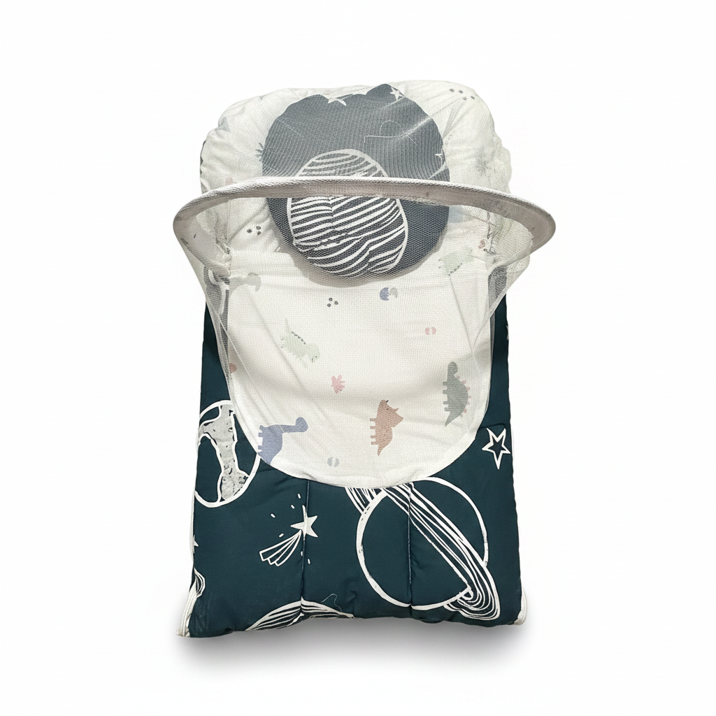 Baby Nest with Mosquito Net – Compact Infant Lounger