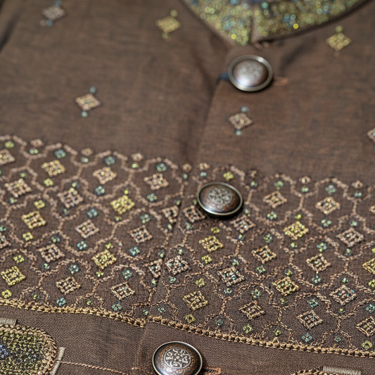 Boys Kurta Shalwar with Embroidered Waistcoat - Traditional Outfit 1-7Y