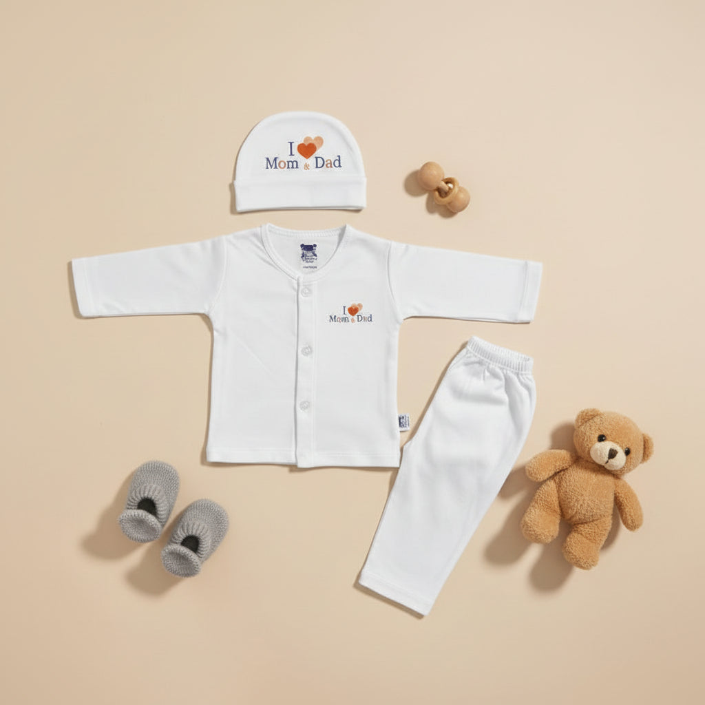 I Love Mom & Dad Newborn Bodysuit Set - Adorable Cotton Romper