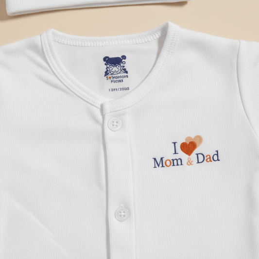 I Love Mom & Dad Newborn Bodysuit Set - Adorable Cotton Romper