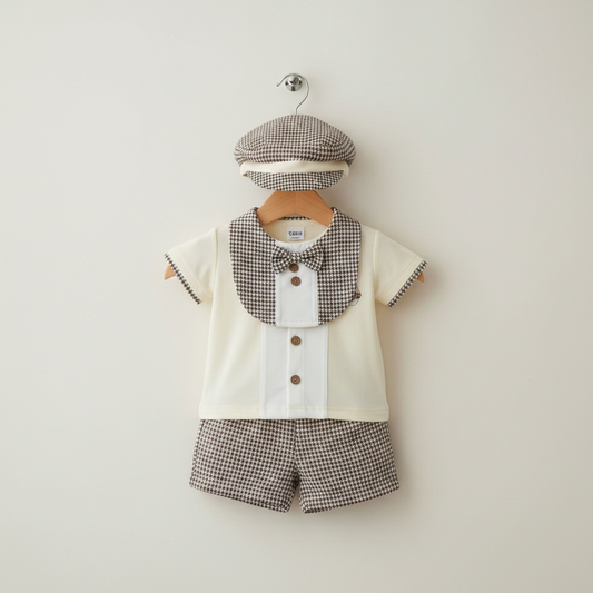 Newborn 4-Piece Set - Shirt, Shorts, Bib & Cap for Newborns 0-3 Months