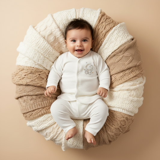 Premium Newborn First Wear Set - White Lines 2-Piece Outfit 0-3 Months