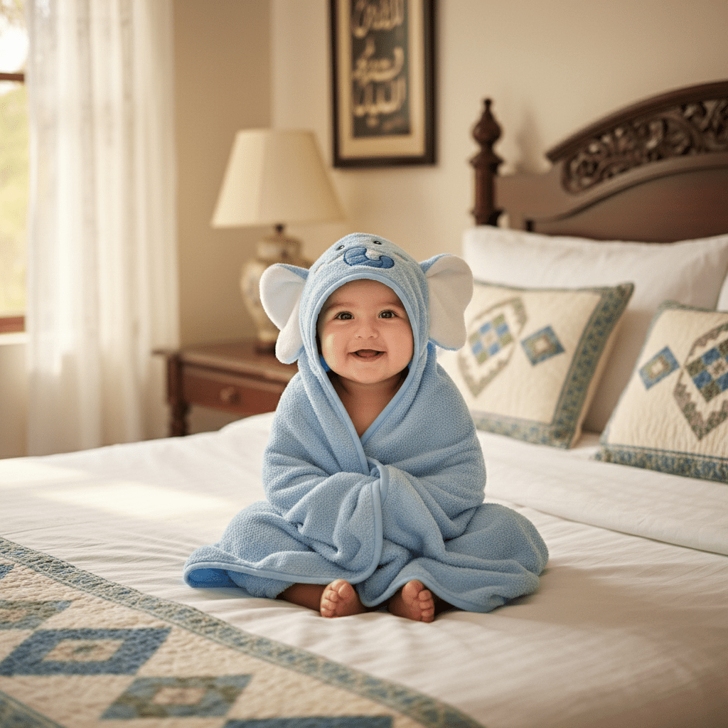 Baby Bath Towel Cotton Hooded Elephant Design - Comfort Cubz