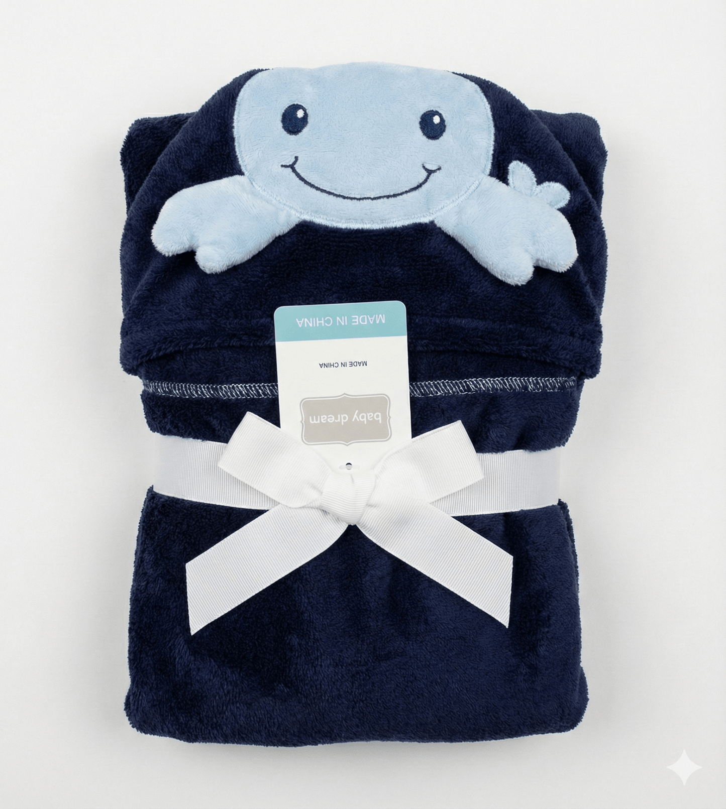 Baby Hooded Shawl - Blue Cozy Soft Wrap for Bath & Bedtime - Comfort Cubz