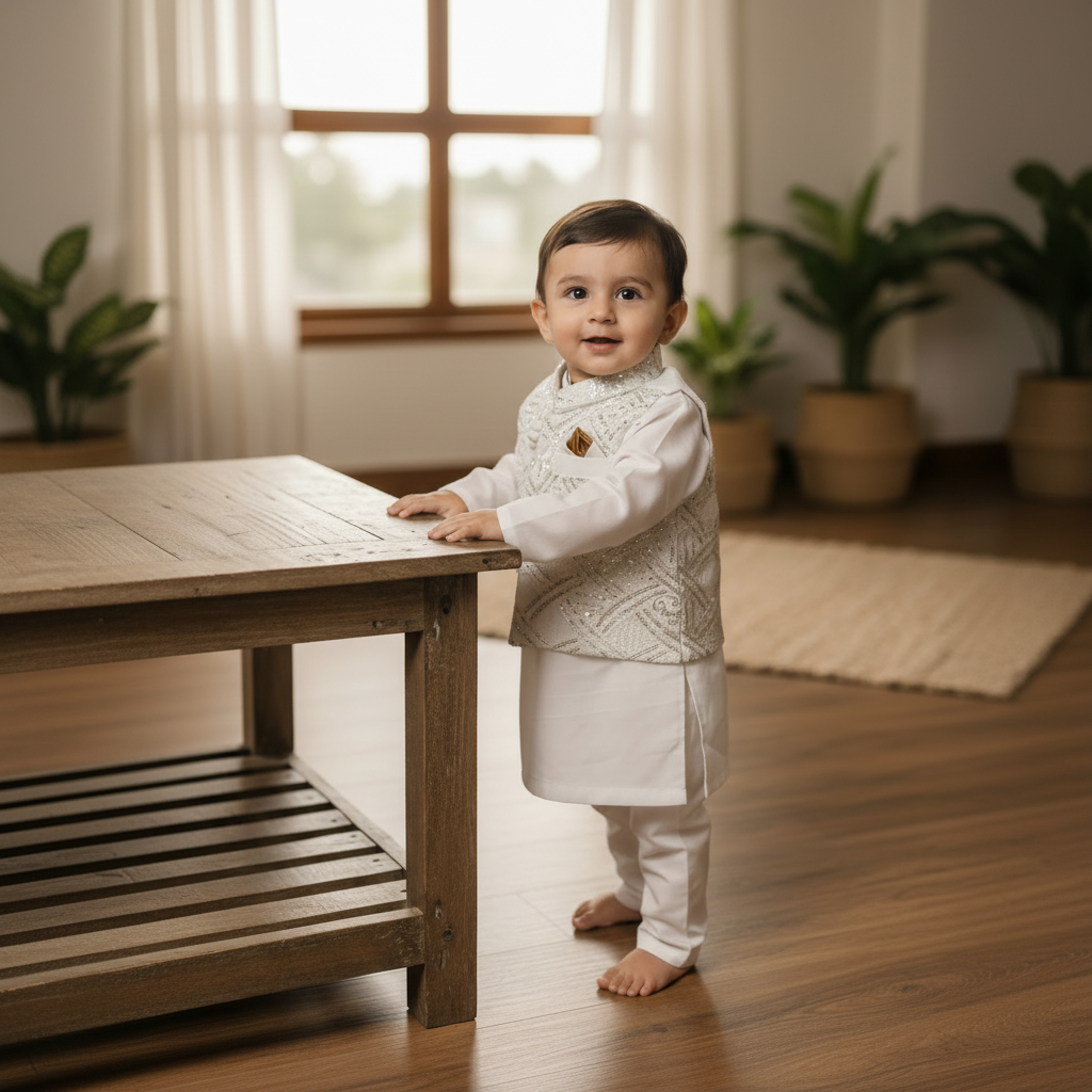 Baby in Embroidered Kurta - Square Format
