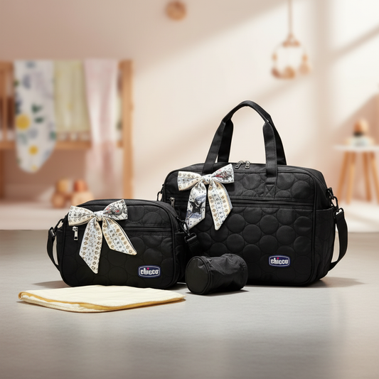 Baby Diaper Bag Set with Changing Mat - Large Capacity Premium Mummy Bag Complete