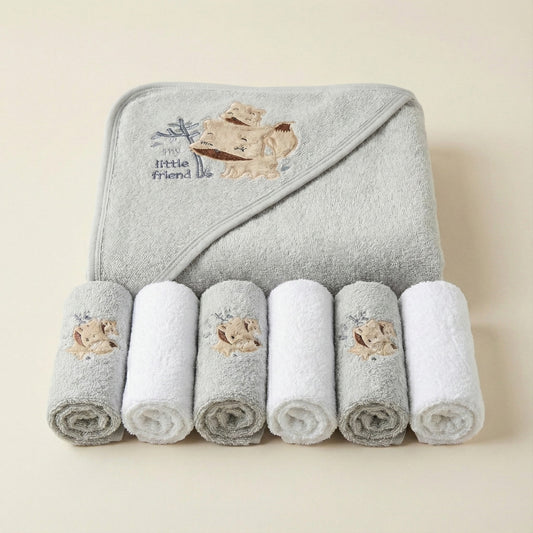 Premium Baby Hooded Shawl and Face Towel Set - Bath Essentials for Newborn & Infants - Comfort Cubz