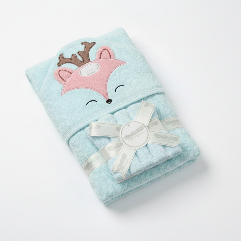 100 % Cotton Hooded Towel Gift Set - Complete Bath Time Essentials for Newborn & Infants