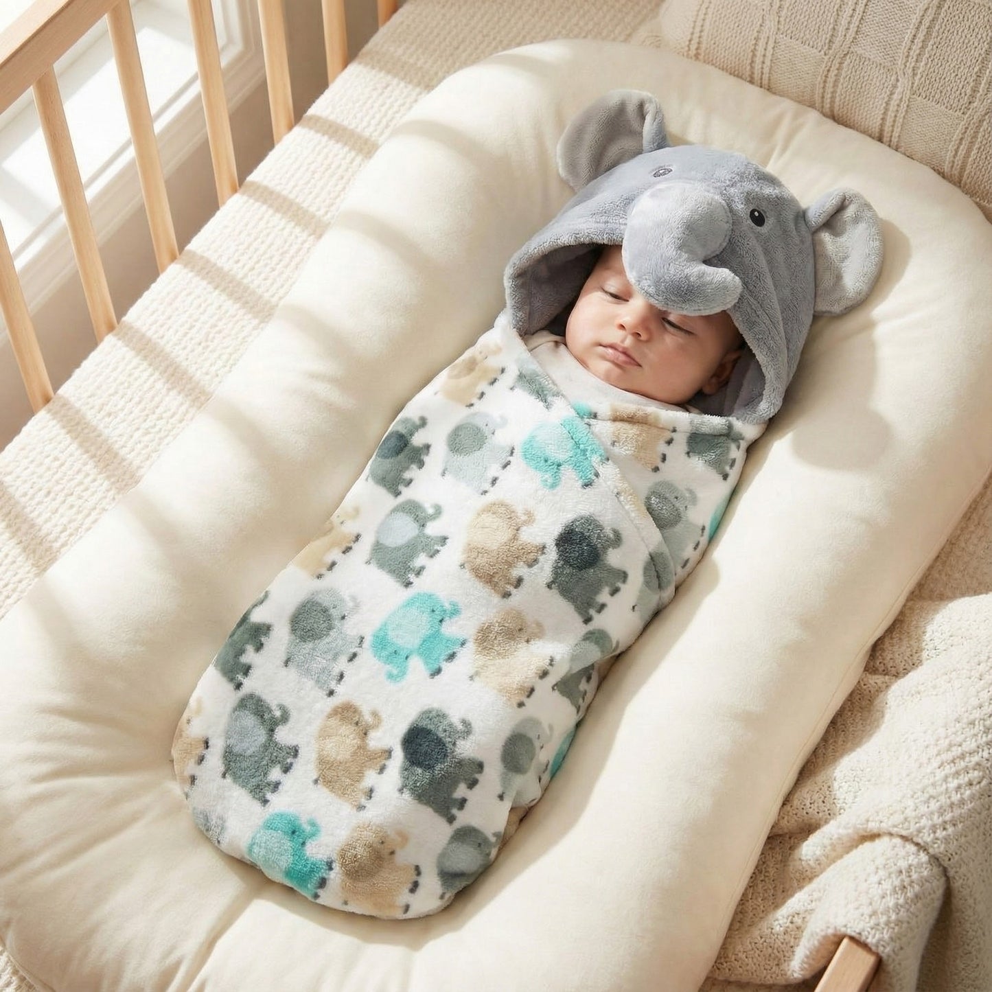 Premium Elephant Hooded Baby Shawl - Soft Blanket Wrap for Newborn & Infants - Comfort Cubz
