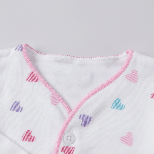 Premium Newborn First Wear Set - White Hearts Design 2 - Piece Outfit 0 - 3 Months - Comfort Cubz