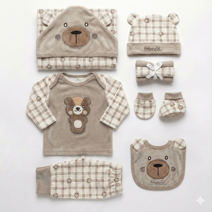 10 Piece Adorable Bear Face Baby Set - Complete Newborn Bundle - Comfort Cubz