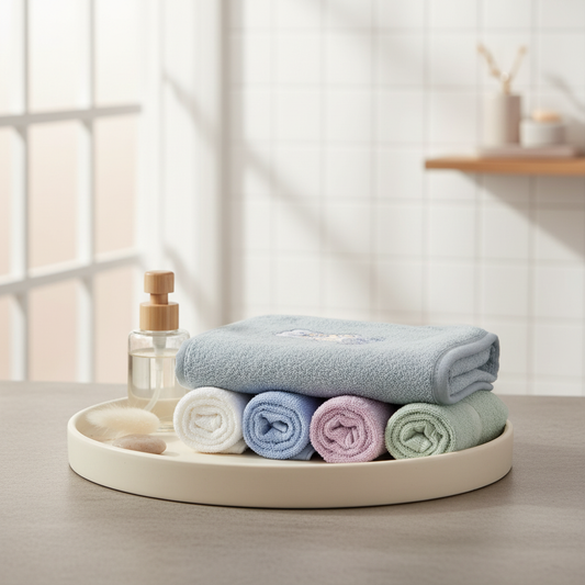 Baby Hooded Towel Set with 4 Face Towels - Soft Cotton Bath Time Bundle for Newborns & Infants