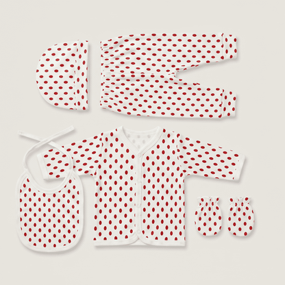 5 - Piece Newborn First Wear Set - Soft Cotton Dotted Design 0 - 3M - Comfort Cubz