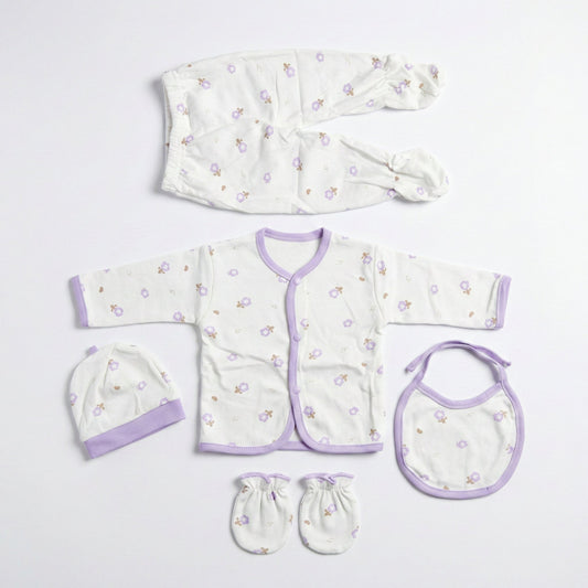 5 - Piece Newborn Soft Cotton Set - Complete Starter Outfit 0 - 3M - Comfort Cubz