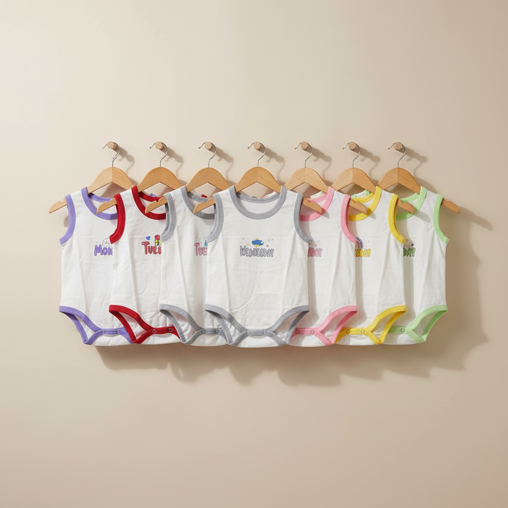 Baby Sleeveless Bodysuit - Soft Cotton Pack of 7 for Newborns & Infants 0-24 Months