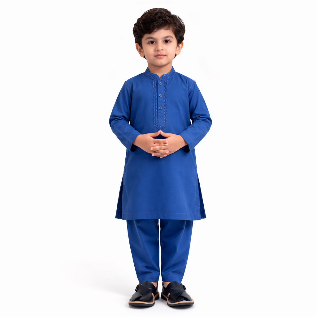 Eid Bundle - Royal Blue Kurta Shalwar & Sandal Bundle