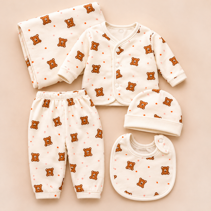Baby Ivory Teddy Bear & Star Print Starter Set